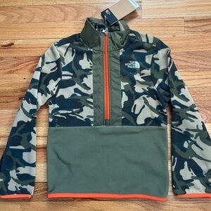 The North Face Green Camouflage Fleece with Orange Trim